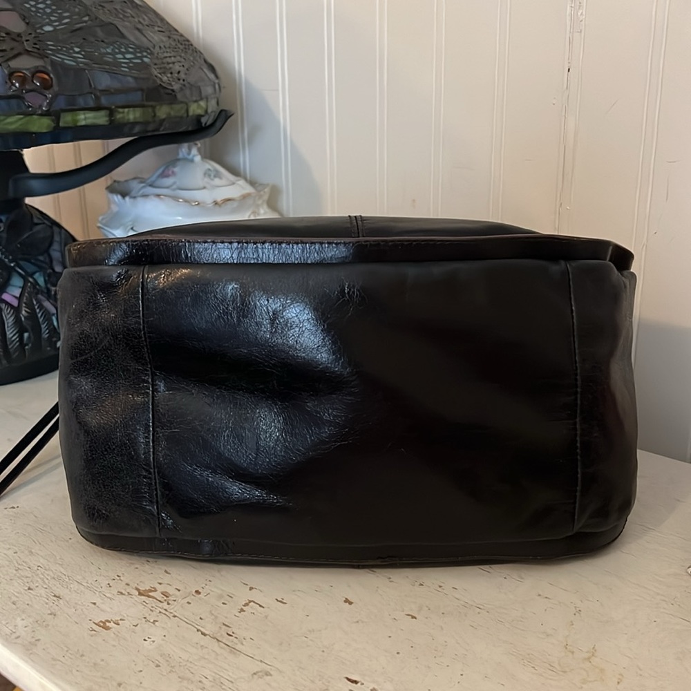 Vintage Hobo black leather shoulder bag convertible strap satchel - Picture 5 of 9